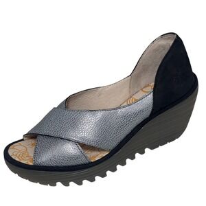 Fly London Yoma 307Fly Womens Wedge Sandals Black Size EU 38/7.5 US